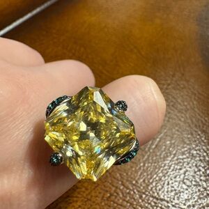Sterling Silver 925 Yellow Gemstone Ring